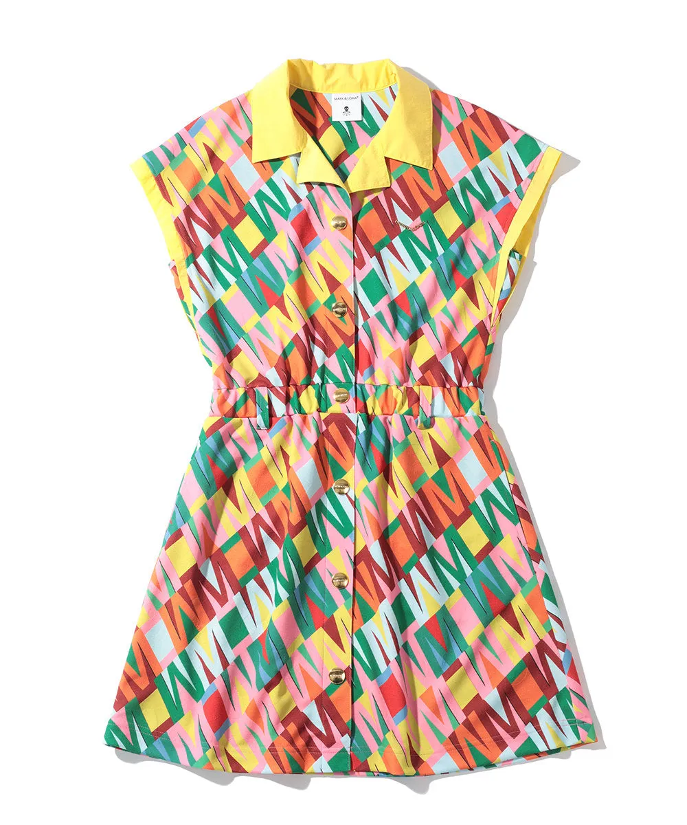 Women's Division Button Up Dress Yellow / Pink