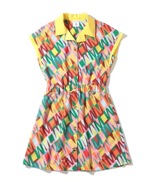 Women's Division Button Up Dress Yellow / Pink