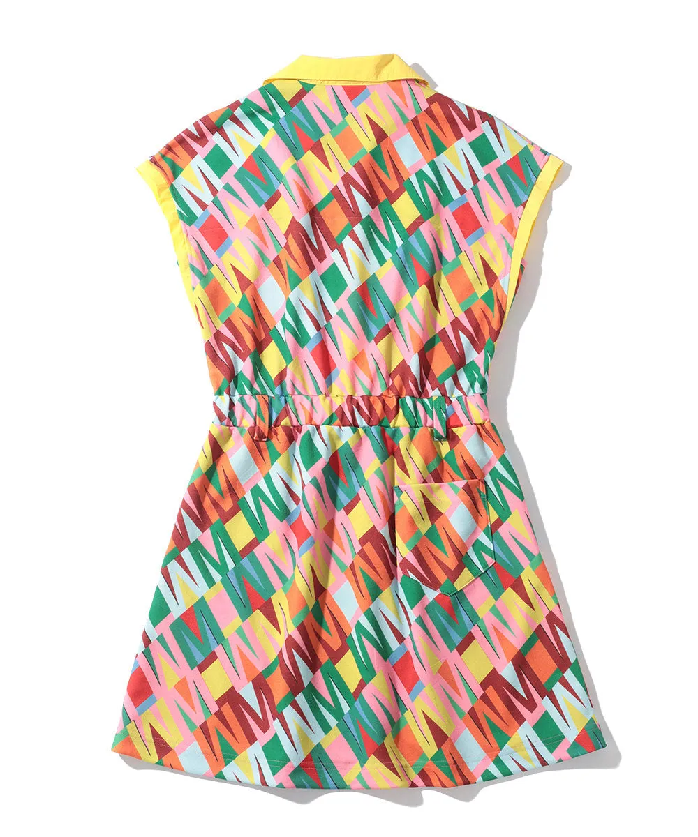 Women's Division Button Up Dress Yellow / Pink