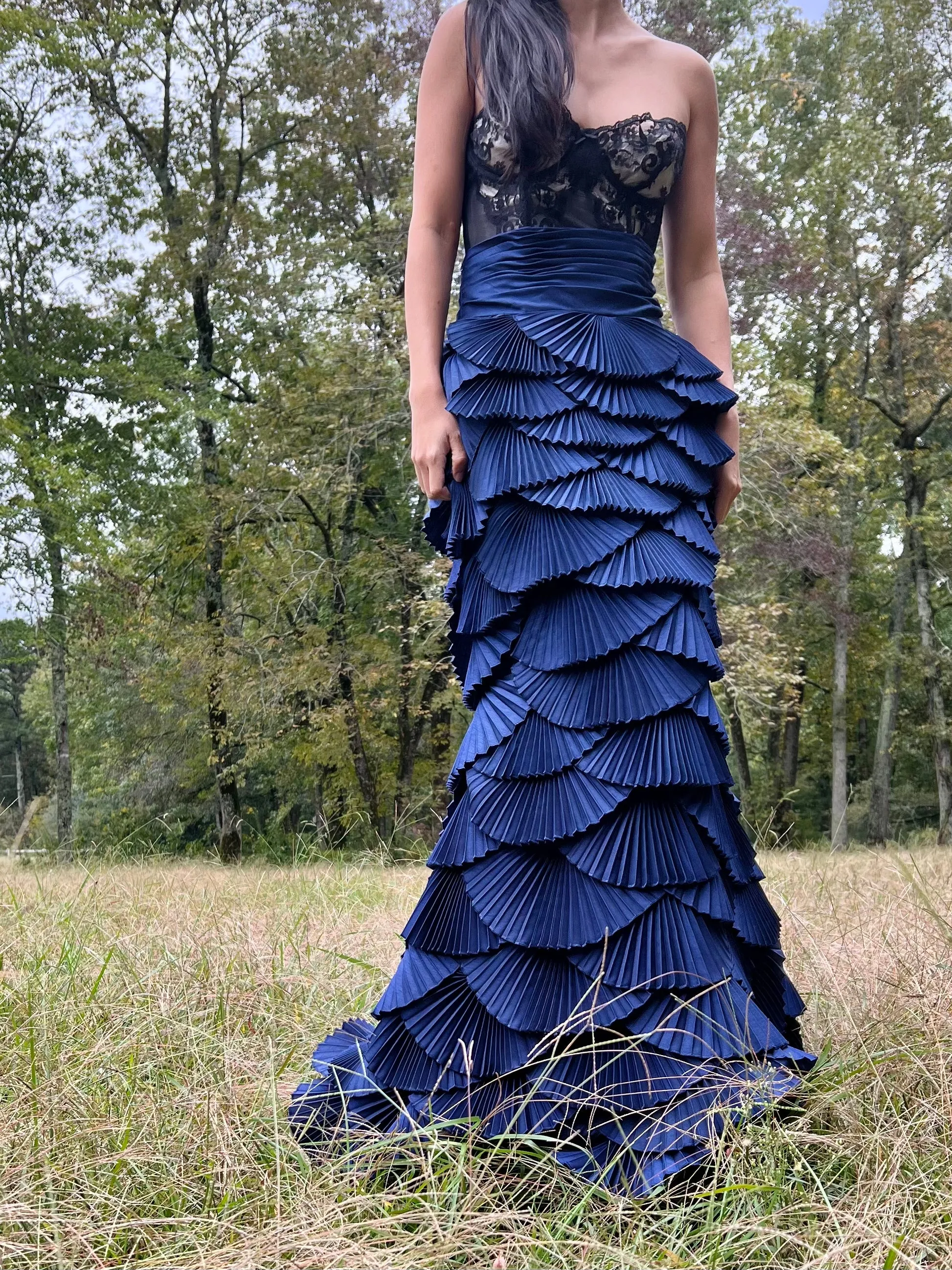 Y2K Blue Layered Pleated Skirt - S/M (6)