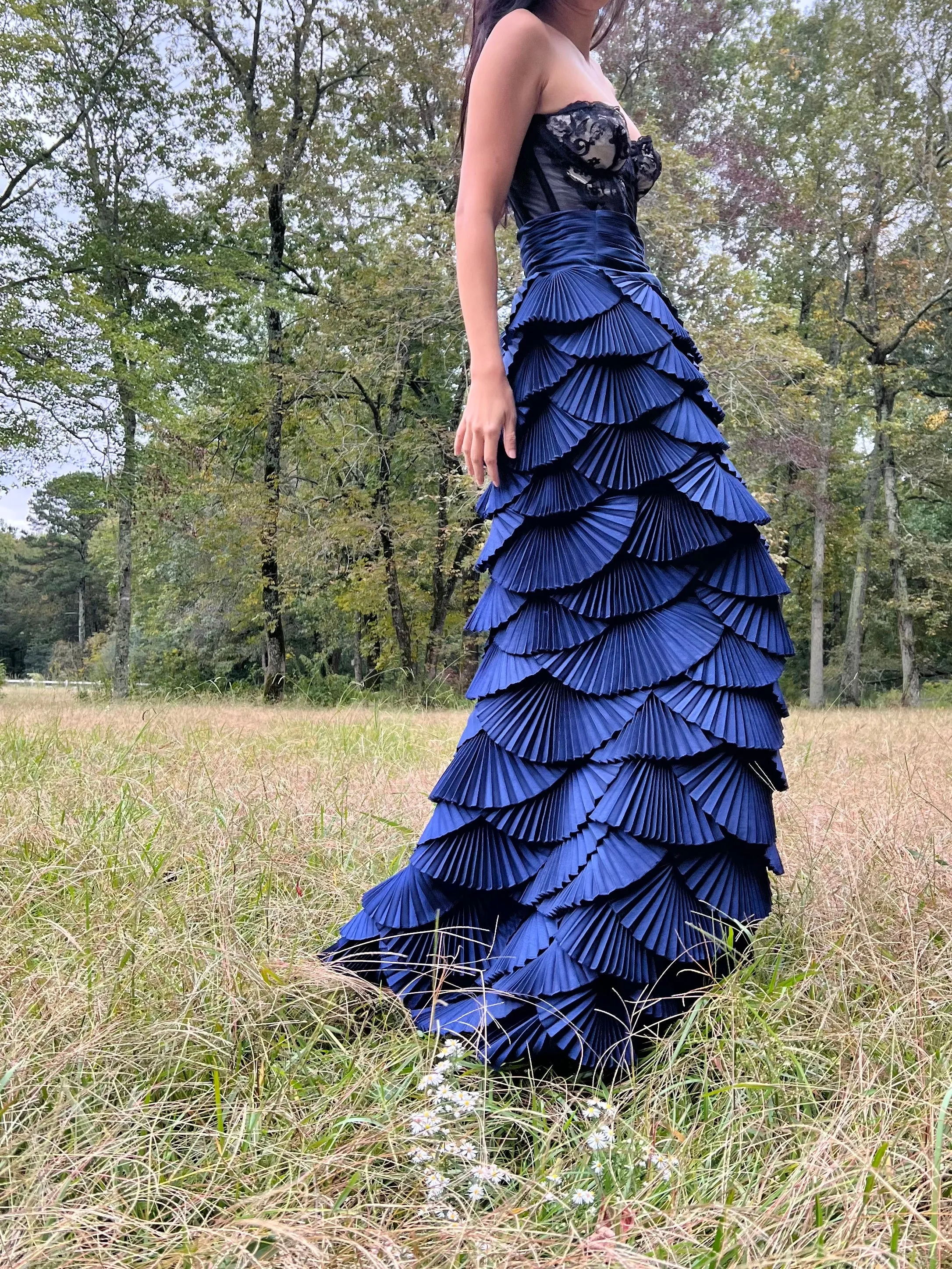 Y2K Blue Layered Pleated Skirt - S/M (6)
