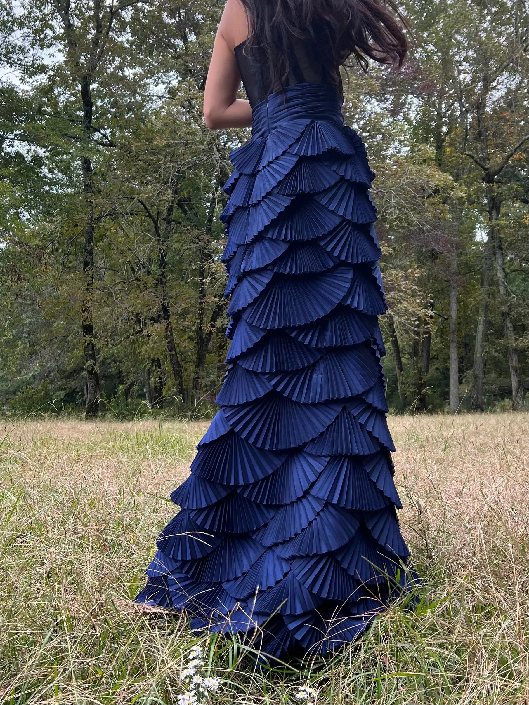 Y2K Blue Layered Pleated Skirt - S/M (6)