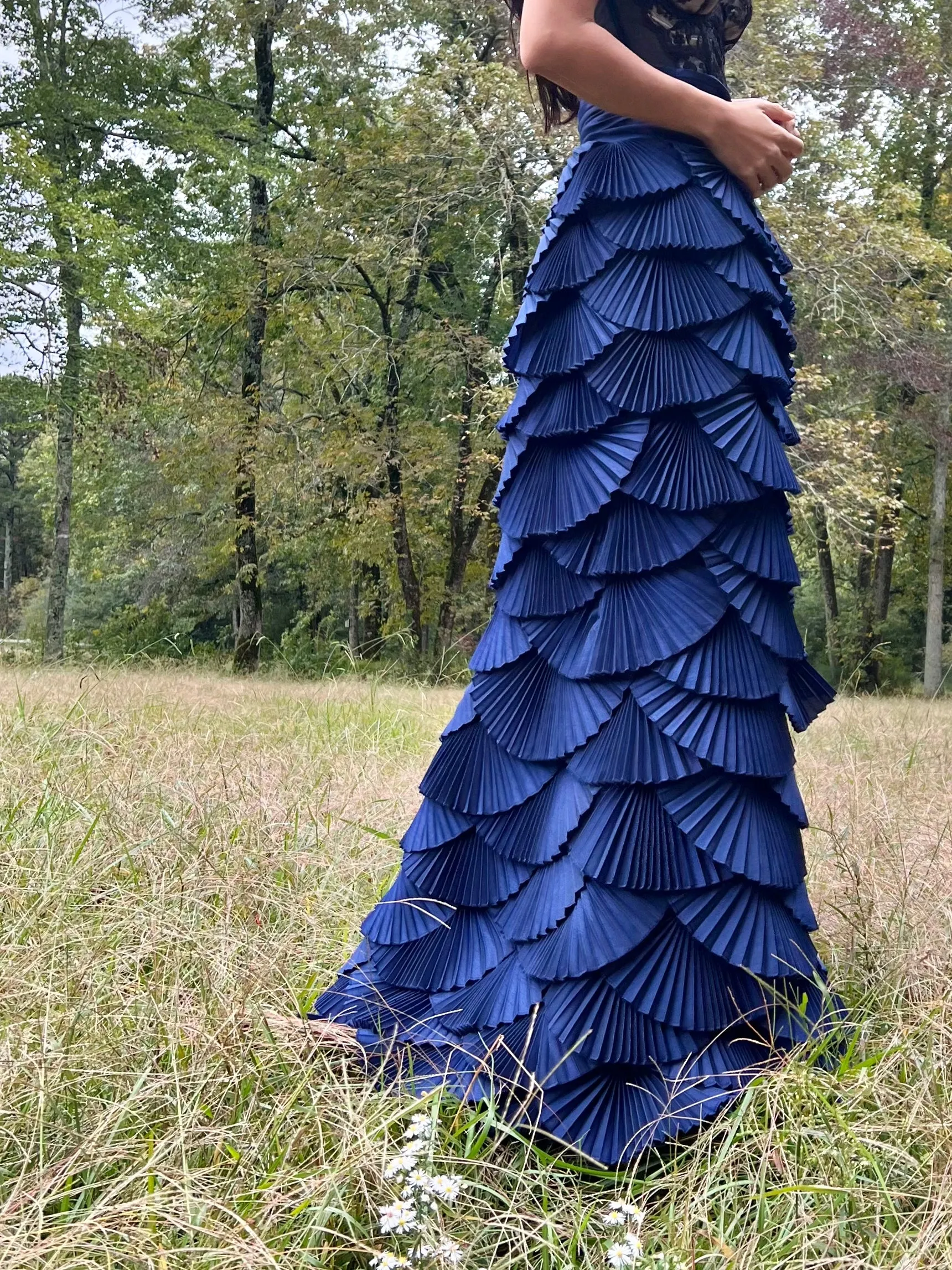 Y2K Blue Layered Pleated Skirt - S/M (6)