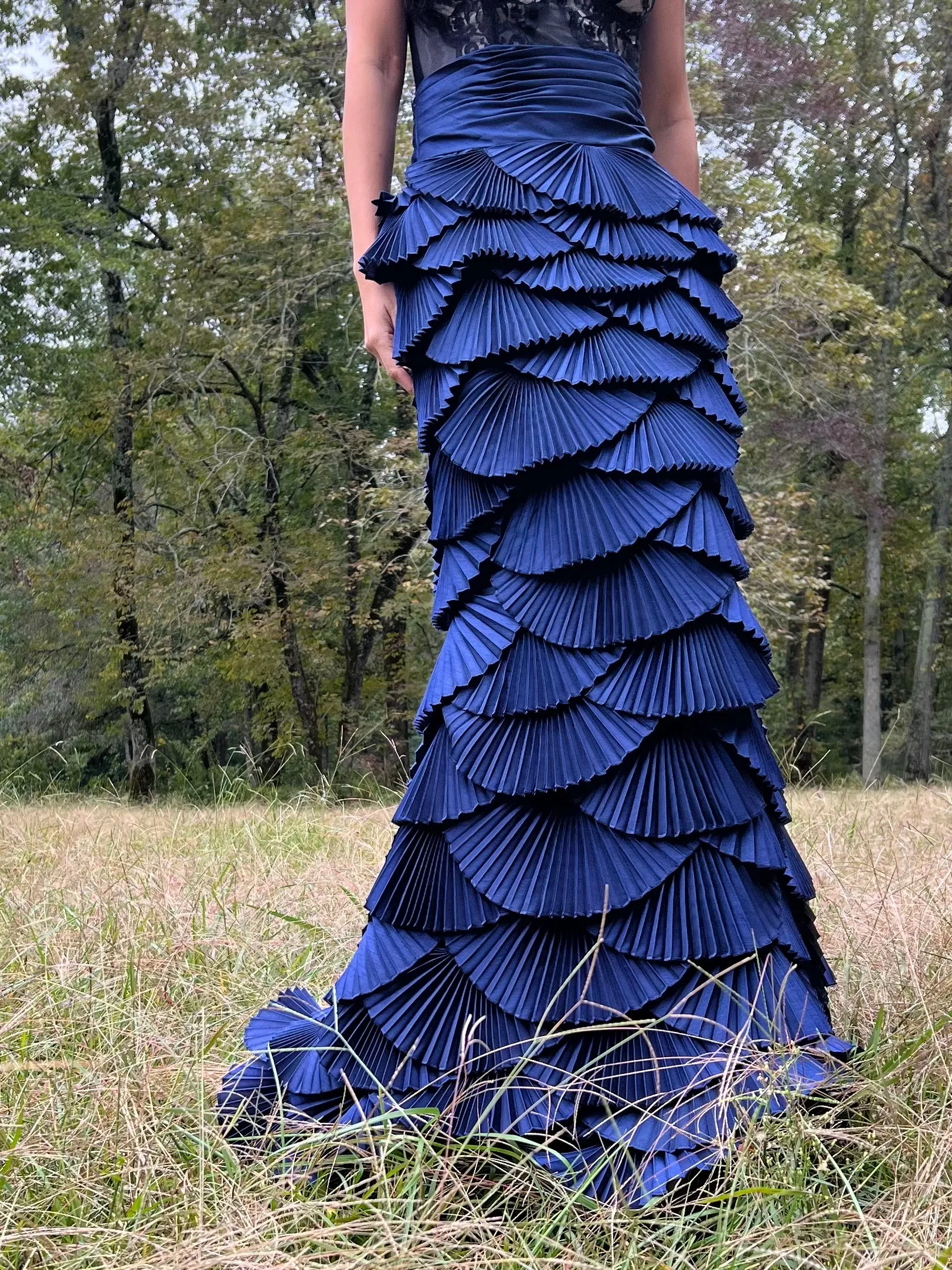 Y2K Blue Layered Pleated Skirt - S/M (6)