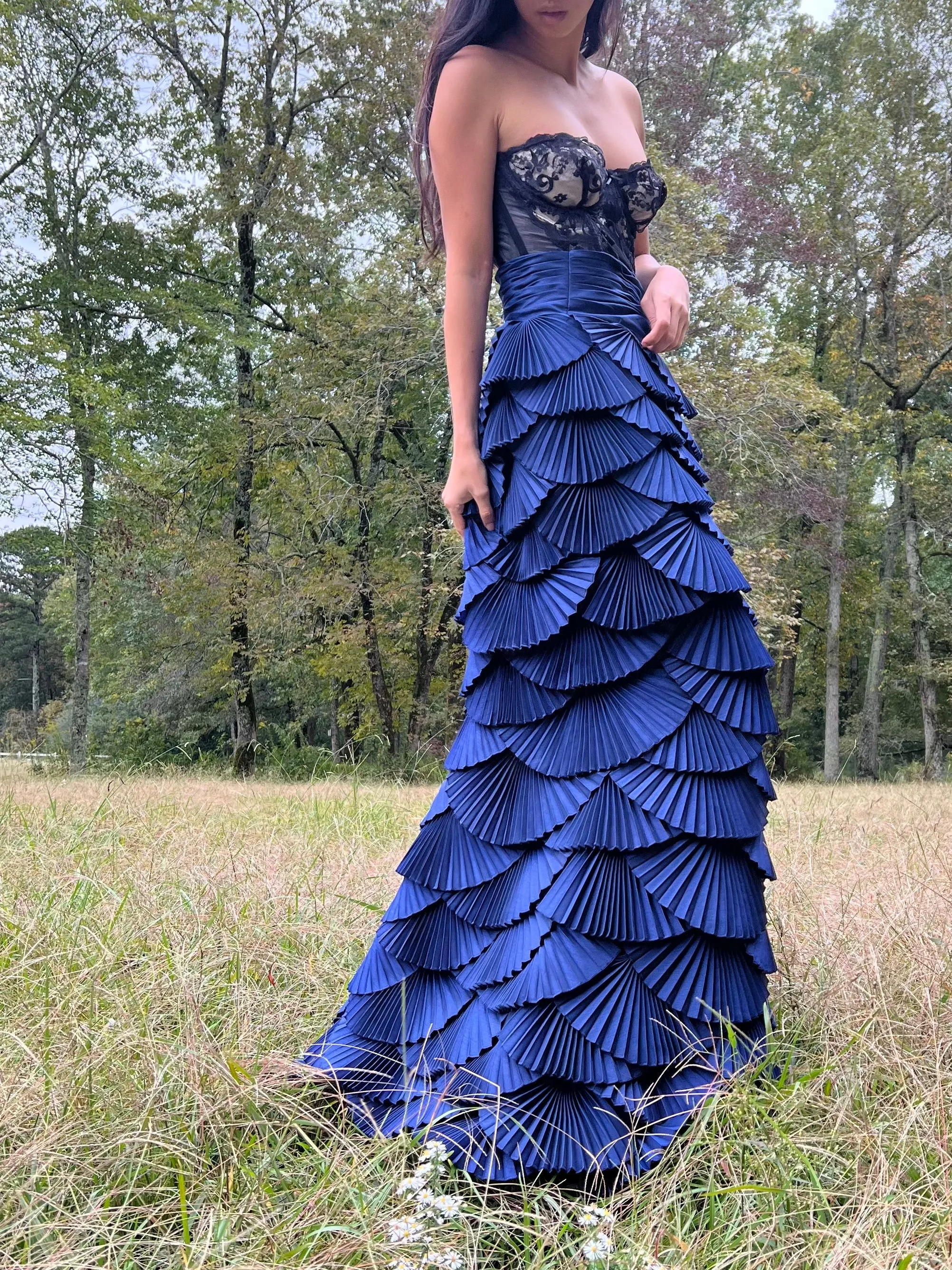 Y2K Blue Layered Pleated Skirt - S/M (6)